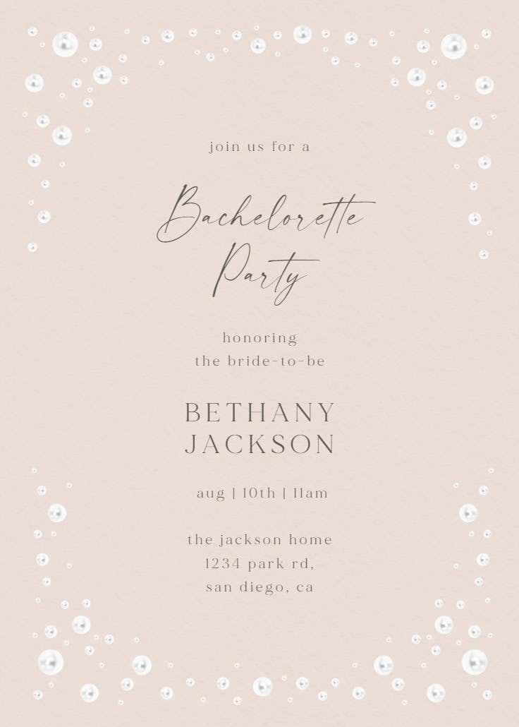 Pearls frame - bachelorette party invitation